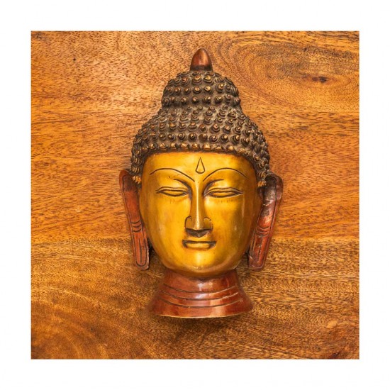 Brass Buddha on Wooden Panel