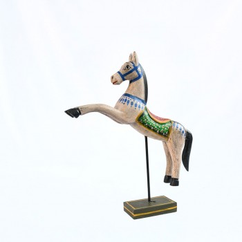 Hand Painted Wooden Horse on Stand 