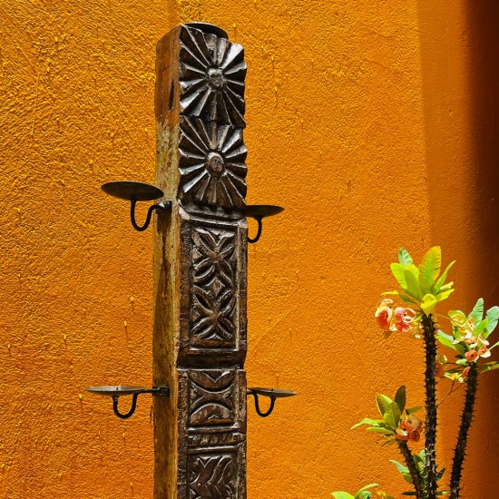 Antique Wooden Hand Carved Candle Stand Antique Wooden Hand Carved Candle Stand