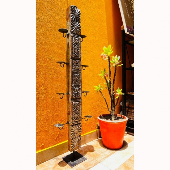 Antique Wooden Hand Carved Candle Stand Antique Wooden Hand Carved Candle Stand