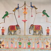 Reclaimed Multiple candle Stand With Traditional Artwork 