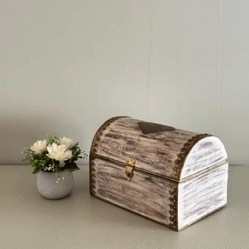 distressed white wooden jewellery box with brass work Indune distressed white wooden jewellery box with brass work Indune