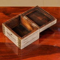 Elegant distressed white trinket box with brass hand work
