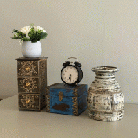distressed blue wooden trinket box with brass hand-work Indune distressed blue wooden trinket box with brass hand-work Indune