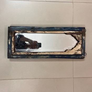 Distressed Blue Wooden Wall Mirror with Antique Finish – 23 Inch Distressed Blue Wooden Wall Mirror with Antique Finish – 23 Inch
