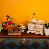 wooden bark box small rich brown finish Indune wooden bark box small rich brown finish Indune