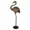 Flamingo -Antique Golden Finished Perforated Iron Craft Standing Flamingo Bird Sculpture cum T Light Holder - Small 