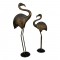 Flamingo - Antique Golden Finished Perforated Iron Craft Standing Flamingo Bird Sculpture cum T Light Holder - Set of Two 