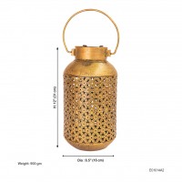 Iron Pot Tea Light - Perforated Antique Golden - height 12 inch