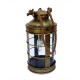 Antique Golden Iron Glass Electric Lamp with Jute Sling