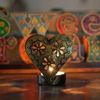 Beaming Heart T-Light Holders (Pair of Two) 