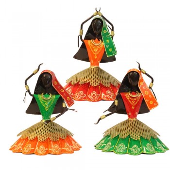 Kalbeliya Women Dancers on Swing Figurine - Set Of Three
