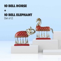 Elephant and Horse with Metal Bells (Set of Two)