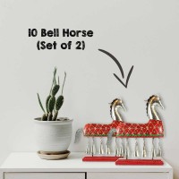 10 Bell Horse  Wood Hand Painted | Metal Set of Two