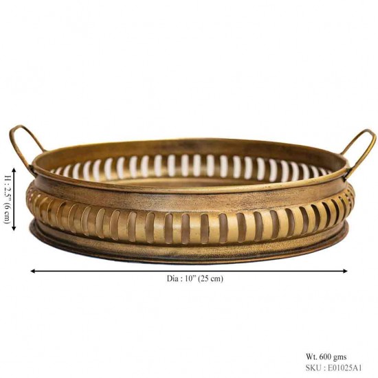Iron Round Tray Platter in Bass Finish Dia 10 inch Iron Round Tray Platter in Bass Finish Dia 10 inch