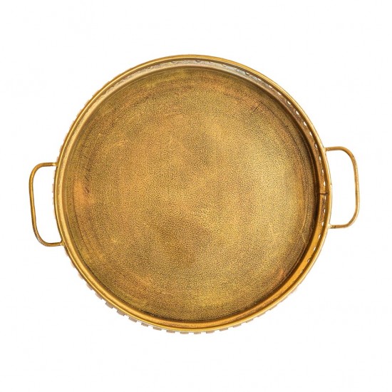 Iron Round  Tray Platter in Brass Finish Dia 12 inch