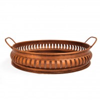 Iron Round  Tray Platter in Copper Finish - Set of 2