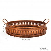 Iron Round  Tray Platter in Copper Finish Dia 10 inch