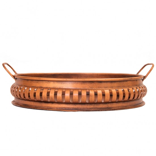 Iron Round  Tray Platter in Copper Finish Dia 12 inch