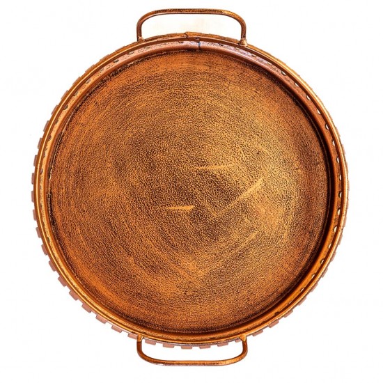 Iron Round  Tray Platter in Copper Finish Dia 12 inch