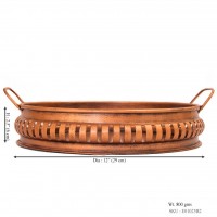 Iron Round  Tray Platter in Copper Finish Dia 12 inch