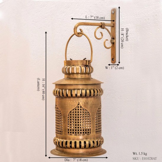 Iron Gajra Lantern- Golden (with Bracket)