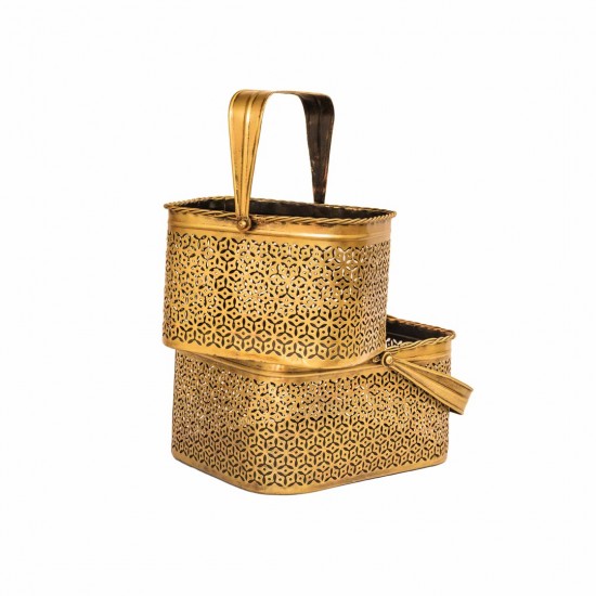 Metal Basket Set of Two (Brass Finish)