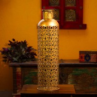 Vintage wooden floor lantern with candle stand – rustic home décor lantern front view Vintage wooden floor lantern with candle stand – rustic home décor lantern front view