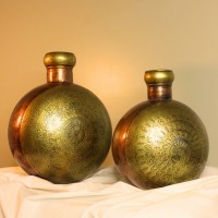 Etched Kudia Pot Peacock - 12 Inch Etched Kudia Pot Peacock - 12 Inch