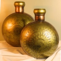 Etched Kudia Pot Peacock - 12 Inch Etched Kudia Pot Peacock - 12 Inch