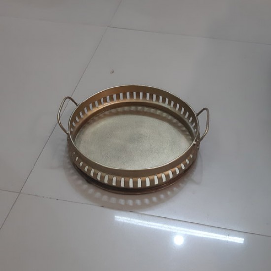 Iron Round Tray Platter in Bass Finish Dia 10 inch Iron Round Tray Platter in Bass Finish Dia 10 inch