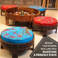 Red Seater Ethnic Rajasthani Upholstered Baithak