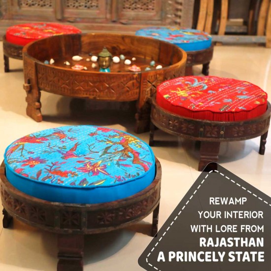 Rajasthani Low Chakki Seater Set  (4 Seaters and Centre piece)