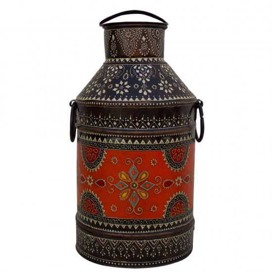 Iron Milk Can Fine Painted - Orange Iron Milk Can Fine Painted - Orange