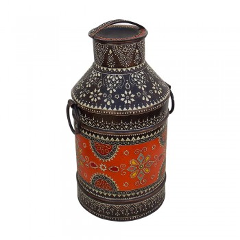 Iron Milk Can Fine Painted - Orange  