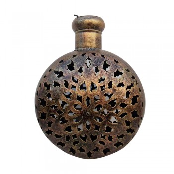 Antique Golden Finished Perforated Iron Kudia Tea-Light Pot : 15"