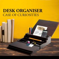 Flap Openable Wooden Box - for Office Utilities, Jewellery or Knick Knacks