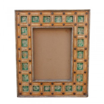Mirror Frame- Rectangular Distressed Green Wooden Chokdi Frame 