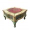 Royal Vintage Themed 4 Drawers Distress Wooden Center Table Embossed Brass Artwork