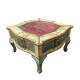 Royal Vintage Themed 4 Drawers Distress Wooden Center Table Embossed Brass Artwork