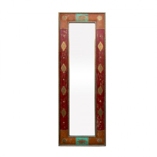 Distress Painted Wooden Dressing Mirror Frame - Antique Brass Artwork