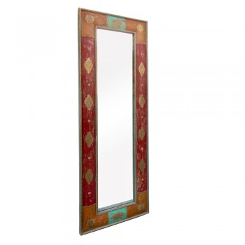 Distress Painted Wooden Dressing Mirror Frame - Antique Brass Artwork