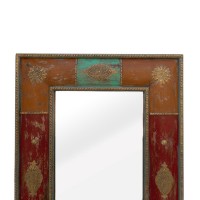 Distress Painted Wooden Dressing Mirror Frame - Antique Brass Artwork