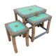 Distressed Painted Wooden Nesting Stools - Set of Three