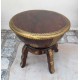 Wooden Nagada (Drum) Table on Tripod Stand- Embossed Brass Art Embellished.