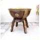 Wooden Nagada (Drum) Table on Tripod Stand- Embossed Brass Art Embellished. Wooden Nagada (Drum) Table on Tripod Stand- Embossed Brass Art Embellished.