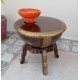 Wooden Nagada (Drum) Table on Tripod Stand- Embossed Brass Art Embellished. Wooden Nagada (Drum) Table on Tripod Stand- Embossed Brass Art Embellished.