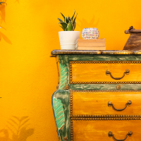 multicolour distressed wooden chest of three drawers Indune