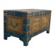 Colorful Distressed Treasure Box (Pitara)- Embossed Brass Art (Yellow/Blue). Colorful Distressed Treasure Box (Pitara)- Embossed Brass Art (Yellow/Blue).