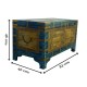 Colorful Distressed Treasure Box (Pitara)- Embossed Brass Art (Yellow/Blue). Colorful Distressed Treasure Box (Pitara)- Embossed Brass Art (Yellow/Blue).